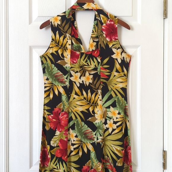 White Stag Y2K Vintage Tropical Floral Sleeveless Button Front Midi Shift Dress - Picture 10 of 12